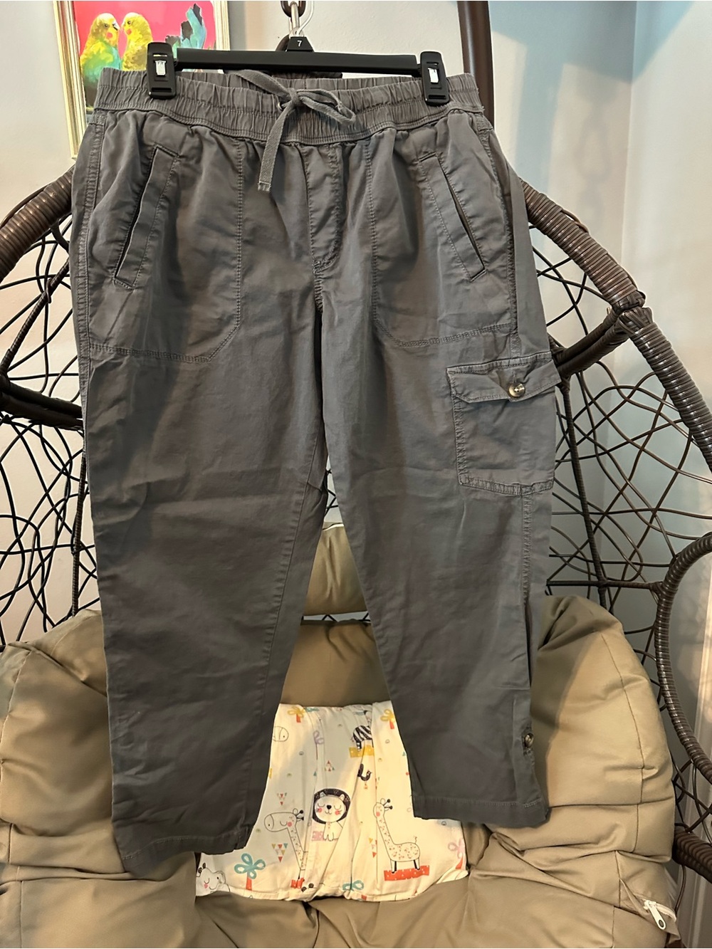 Sonoma Gray Drawstring Cargo Capris
